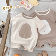 Super cute baby fart clothes 0-2 years old summer baby fashionable contrasting color jumpsuit newborn outing clothes ML679
