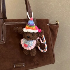 秋冬の手作りのかわいい醜い萌え黒皮の長い耳のテディの子犬のカバンのペンダントのキーホルダーの車の装飾の女子学生のプレゼント