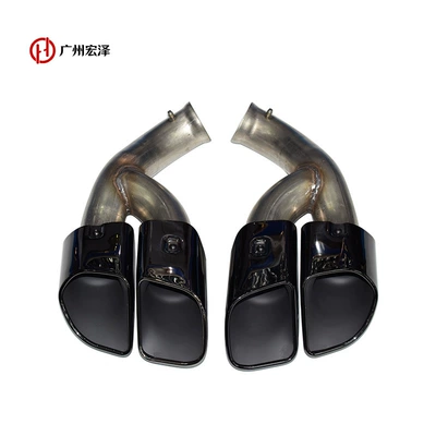Porsche Cayenne 15-17 Models Rear Section Stainless Steel Aluminum-Injected Dual Exhaust Muffler (Car muffler) - black-plated-pair