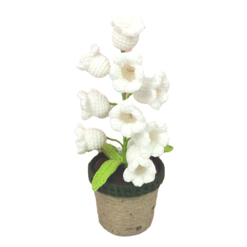 Lily orquídea luz de la noche olla tejida a mano de lana de ganchillo de escritorio pequeños adornos creativos regalos de Navidad