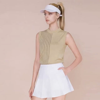 定制高尔夫背心女无袖针织衫撞色竖条纹防晒透气日常通勤修身上衣