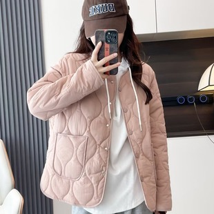 Plus size women's clothing Korean style fresh slimming round neck cotton-padded coat winter loose all-match lightweight warm cotton-padded coat K1007