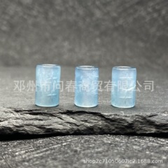 天然玉石冰种蓝水色十字花桶珠冰透质感和精致雕刻纹饰散珠批发