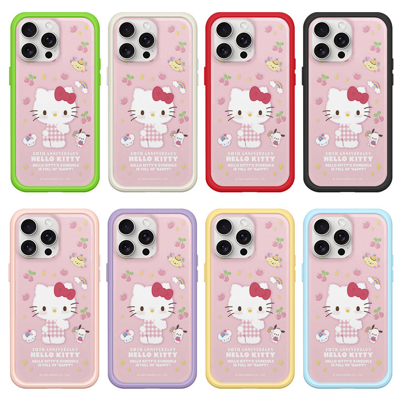 Rhino Shield Magnetic Iphone16Pro Max Mobile Phone Case Back Panel Two-In-One 15P Cartoon 14 Cherry Pink Cat