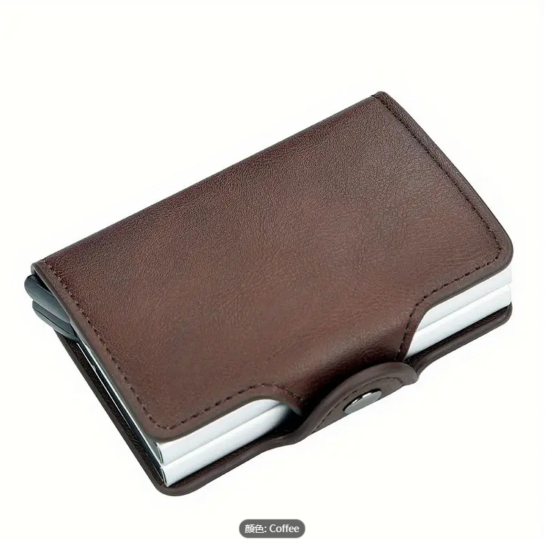 Titular de la tarjeta antirrobo de fibra de carbono de doble capa titular de la tarjeta de hebilla magnética titular de la tarjeta de doble tarjeta RFID automática titular de la tarjeta emergente titular de la tarjeta corta de los hombres