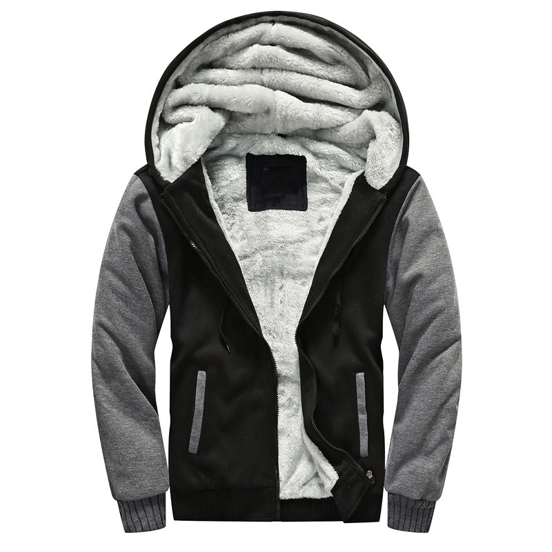 Cross-Border Amazon Men's Plain Fleece-Lined Thick Hooded Sweatshirt European and American Slim Fit Plus Size Zip-Up Hoodie Trendy Men's Clothing Cross-Border Amazon Men's Plain Fleece-Lined Thick Hooded Sweatshirt European and American Slim Fit Plus Size Zip-Up Hoodie Trendy Men's Clothing