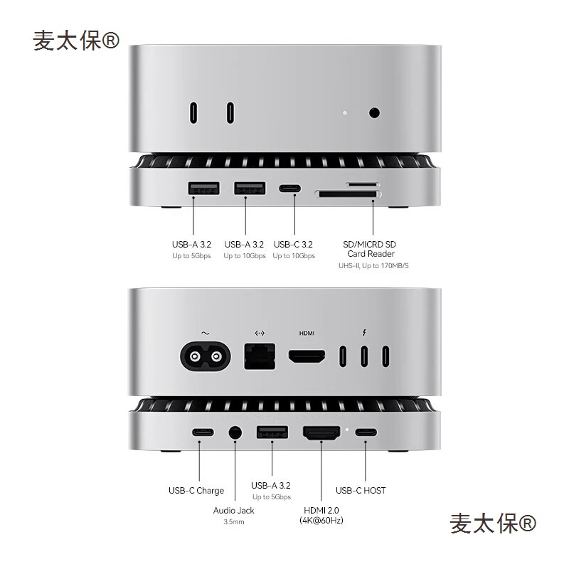 Raycue Is Suitable for Macmini M4/M4 Pro Docking Station Typec Expansion Bottom Mac Mini Metabo