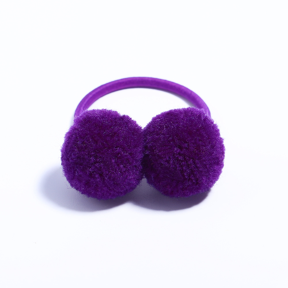 Fashion Round Solid Color Cloth Pom Poms Hair Tie 1 Piece display picture 4