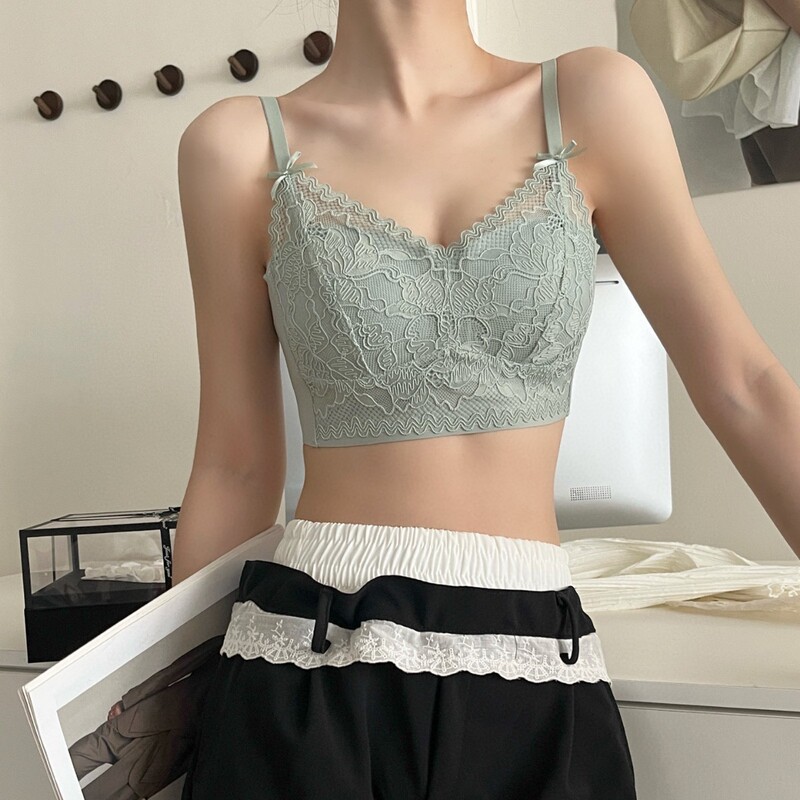 原版 2518# 秋季浪漫蕾丝轻薄大U杯内衣女无钢圈无侧骨聚拢文胸罩|undefined
