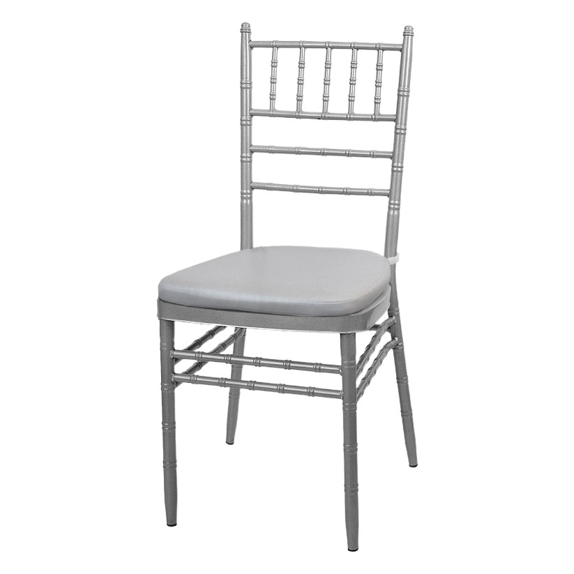 Hotel de metal Silla de comedor al aire libre salón de bodas celebridad de Internet simple sólido apilable cojín de hierro Silla de bambú para banquete