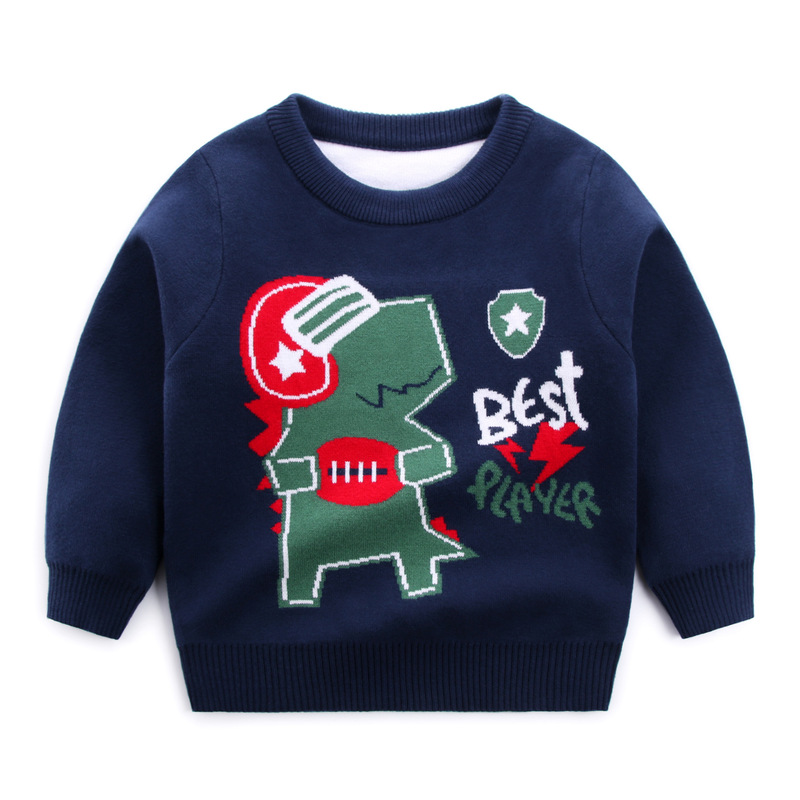 Pullover Class A Baby Cotton Knitted Children's Round Neck Boys' Long Sleeve Top Cartoon Fashionable Spring Style Children's Wear 25