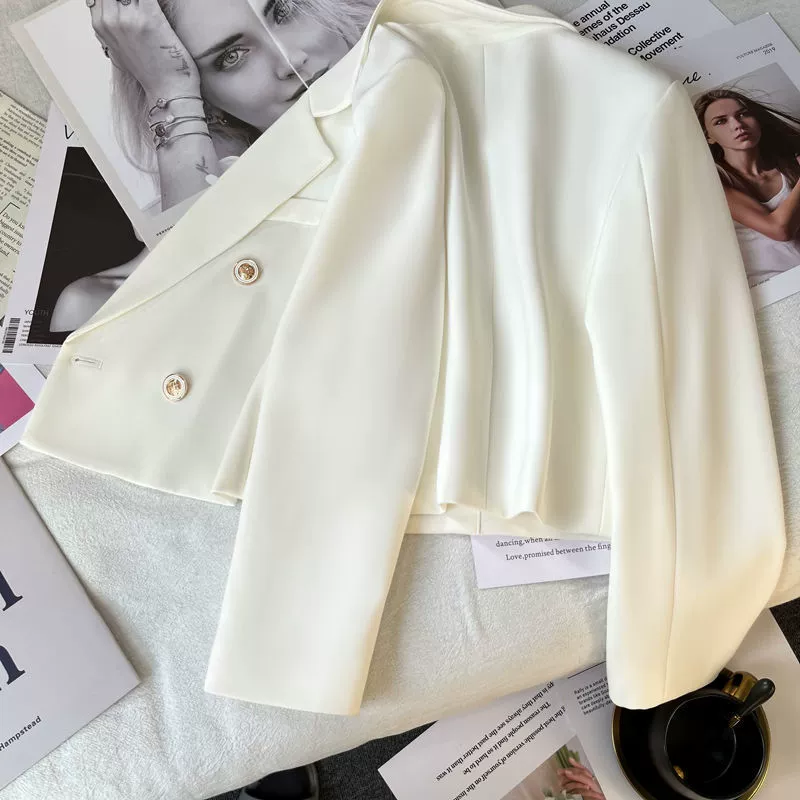 Белый классический пиджак, короткий рукав, Slim fit, осень, для подростков