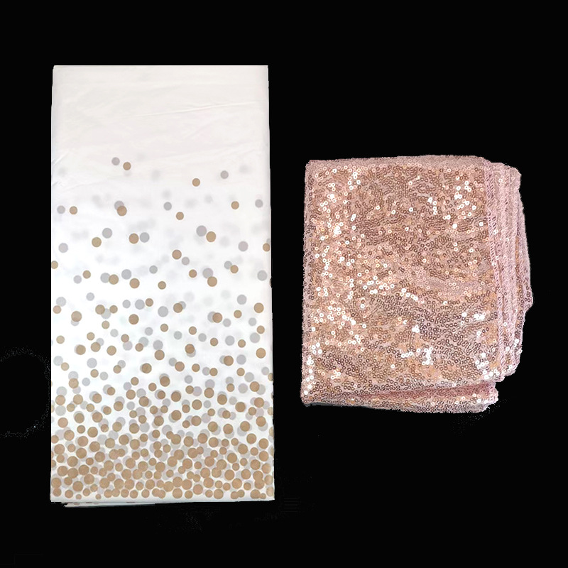 Amazon en stock lentejuelas estrellado corredor de mesa escritorio decoración la boda mantel plástico negro oro PEVA
