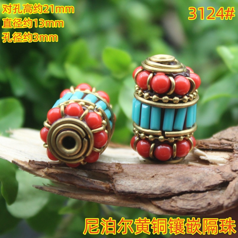 brass turquoise retro stone inlay
