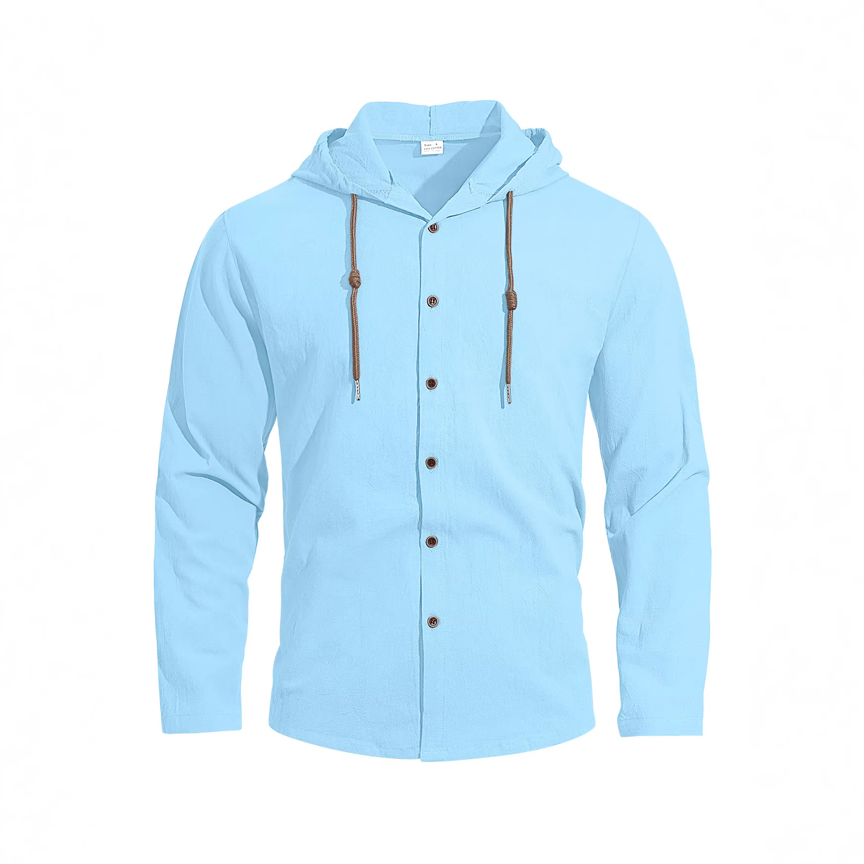 Transfronterizo Amazon nuevo estilo de primavera y verano hombre encapuchado camiseta suelta de algodón puro transpirable camisa casual de manga larga