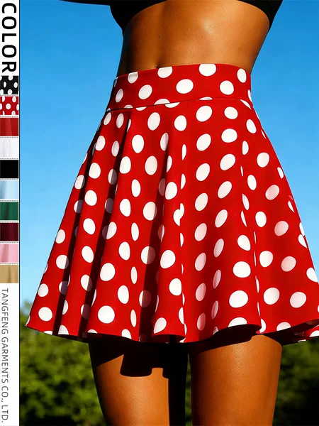 Cross-Border Foreign Trade Amazon Hot-Selling Polka Dot A-Line Skirt European and American Casual Sexy Short Skirt for Women Temu Shein