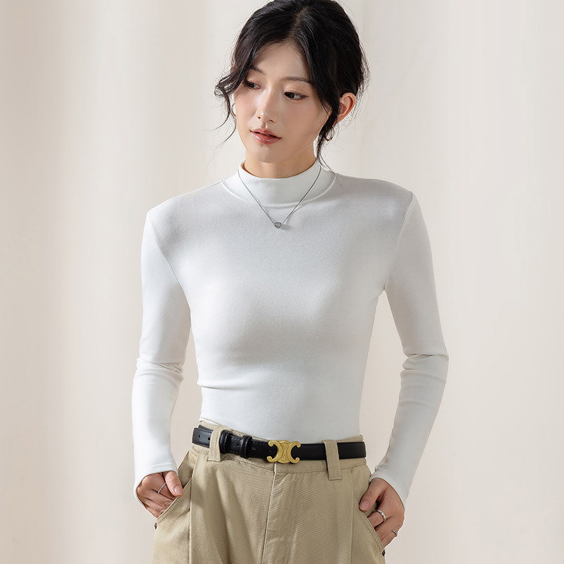半高领打底内搭衫高级感春秋冬季女士莫代尔长袖打底衫不起球上衣|undefined