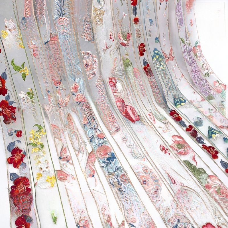 窗帘纱diy刺绣风汉服绣花装饰领子领口边条蕾丝辅料刺绣花边边