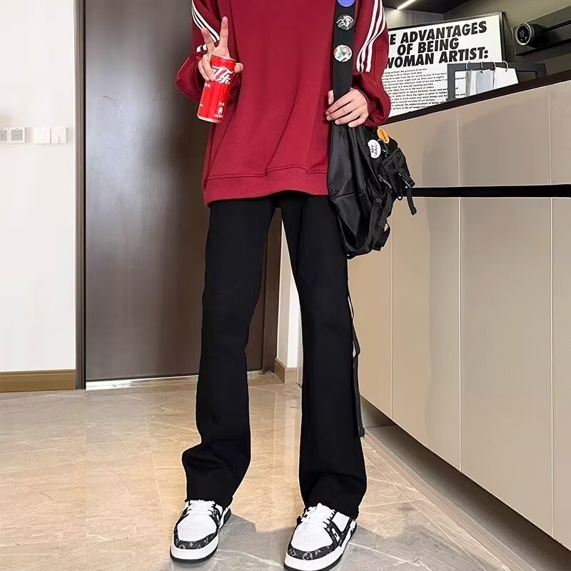 Vaqueros guapos de todo fósforo de la calle americana pantalones holgados de hollín casuales rectos para hombres