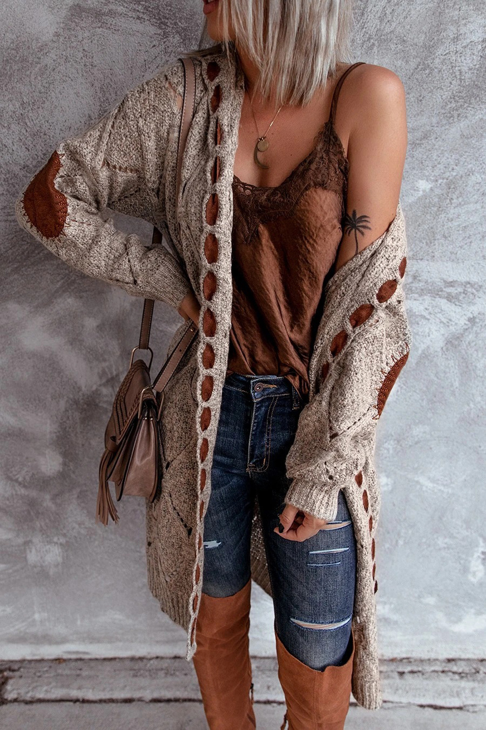 980g Weight Wholesale Women's Casual Streetwear Solid Color Long Sleeve Contrast Binding Sweaters & Cardigans