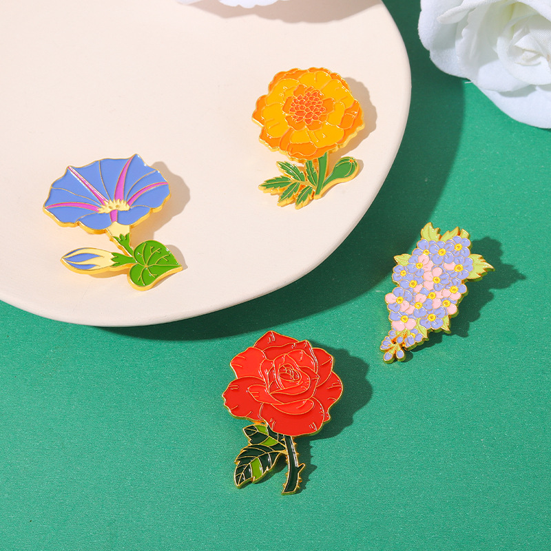 Unisex Gender Pastoral Pin Flower Alloy Stoving Varnish Unisex Brooches