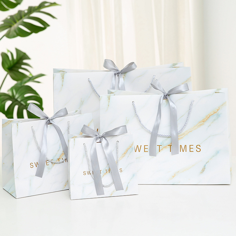 Ins-style gift bag with marble pattern, teacher's day gift bag, candy bag, fashion store paper bag