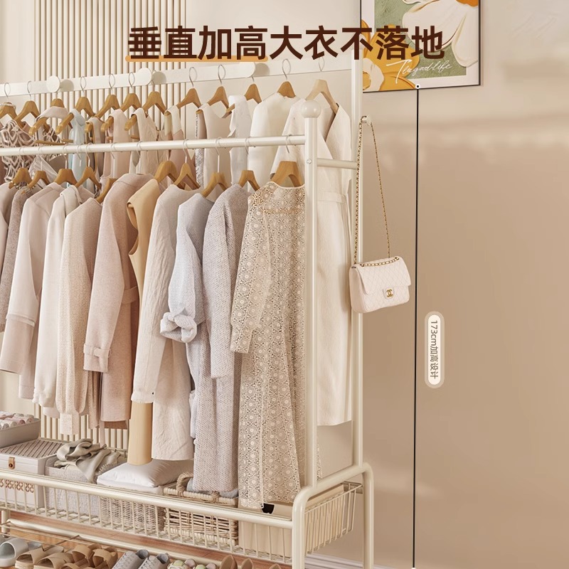 Percha de ropa moderna y simple para el hogar piso móvil de almacenamiento de hierro forjado balcón percha de ropa percha de sombrero