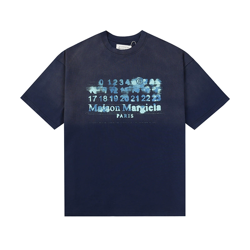 Maison Margiela 24SS коллекция MM6 цифровой узор круглый вырез мужской и женский модный бренд укороченный рукав футболка серия