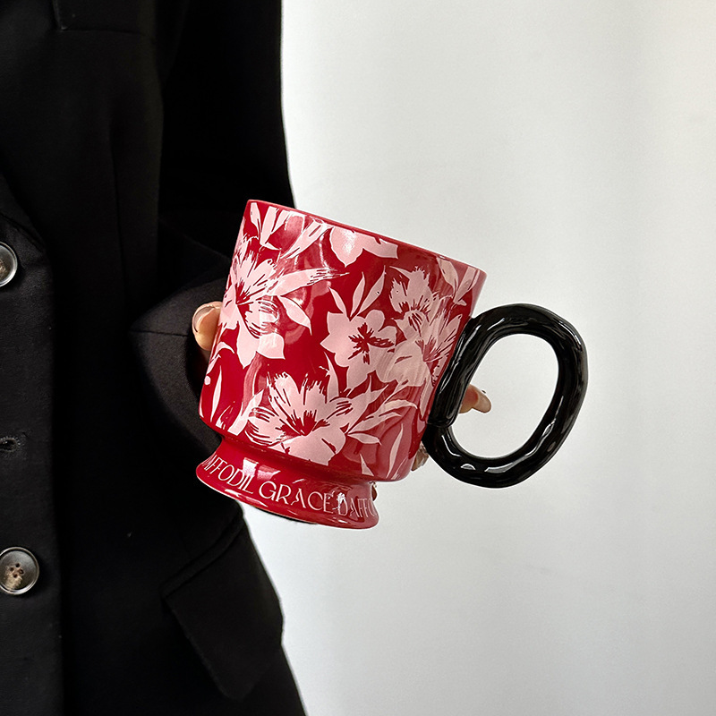 设计感马克杯小众中古风杯子陶瓷水杯下午茶拿铁杯送女生伴手礼|undefined
