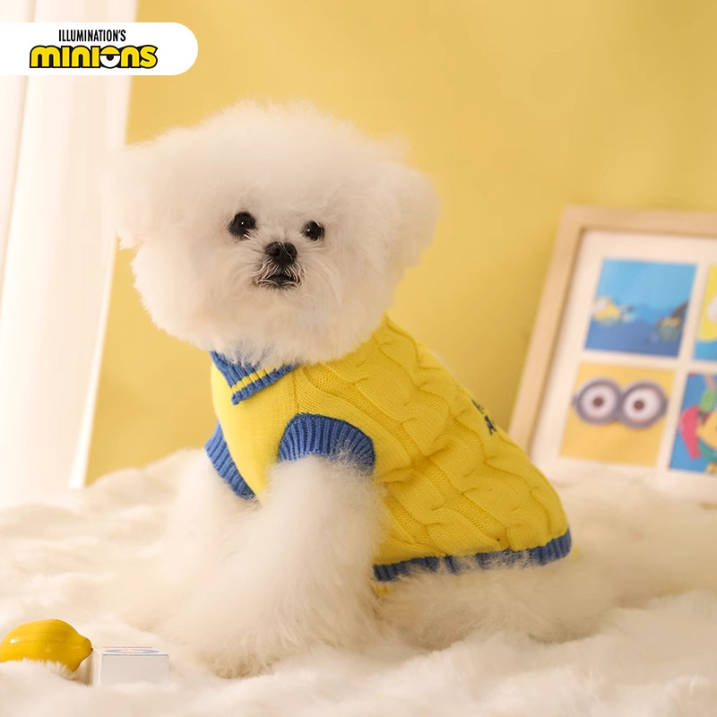 Minions Minions | Suéter para mascotas con flores tridimensionales Bob Estilo de primavera y otoño Disfraz de cachorro Ropa para perros