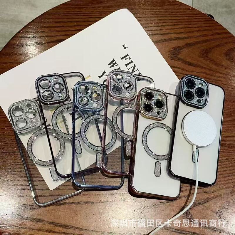 Suitable for Apple 17Air Flash Diamond Magnetic Phone Case Iphone16Promax Electroplated 14 Glitter Powder 15 Protective Case Suitable for Apple 17Air Flash Diamond Magnetic Phone Case Iphone16Promax Electroplated 14 Glitter Powder 15 Protective Case