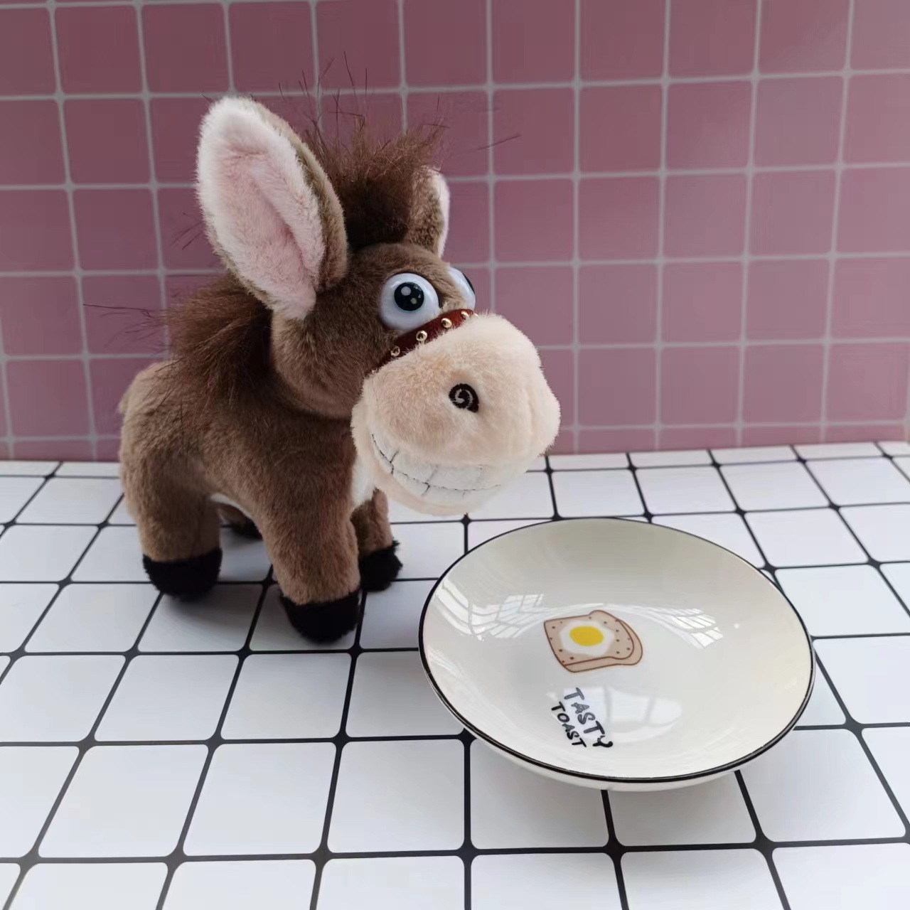 16cm 이빨이 달린 당나귀 다크 브라운