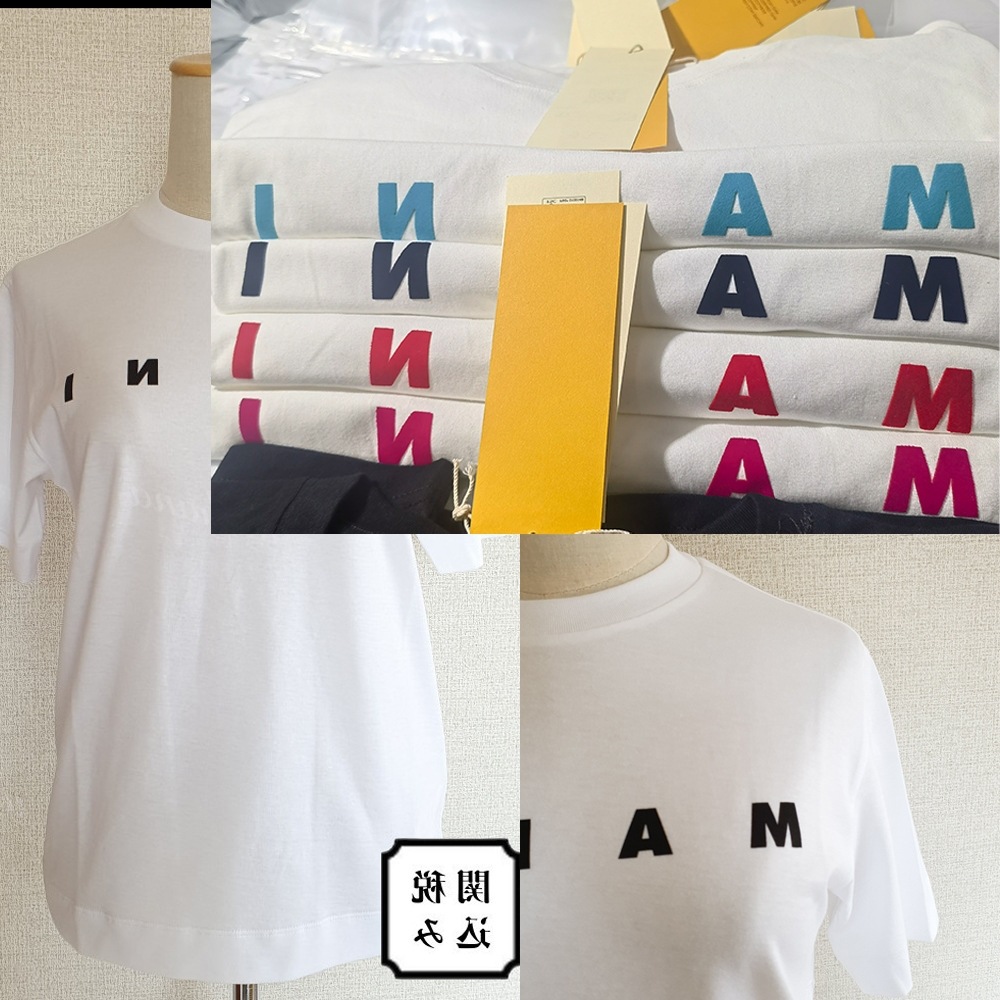 New Foreign Trade Hot-Selling Japanese and Korean T-Shirts Mar Simple Large Logo Flocking Printed Pattern Cotton T-Shirts for Men and Women Couple Shirts