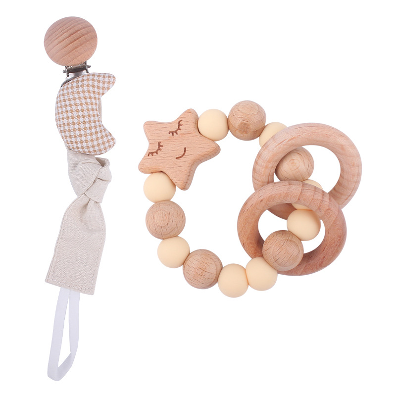 Infante chupete cadena bebé creativo dibujos animados Luna estrella mordedura molar pulsera traje de juguete