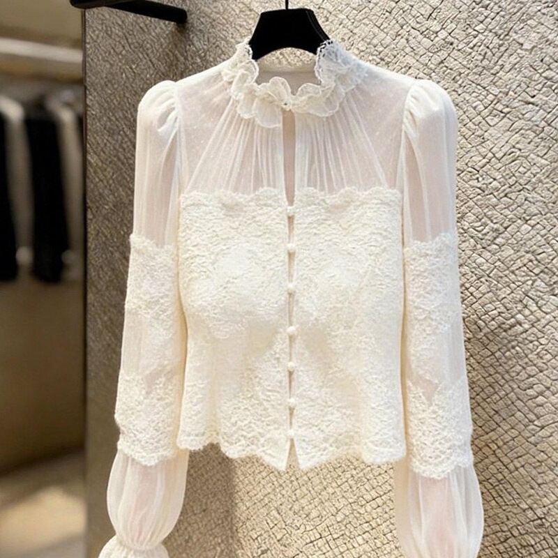 Lace shirt for women, autumn and winter inner layer, fashionable and stylish, extremely good-looking, age-reducing, elegant French design top Lace shirt for women, autumn and winter inner layer, fashionable and stylish, extremely good-looking, age-reducing, elegant French design top
