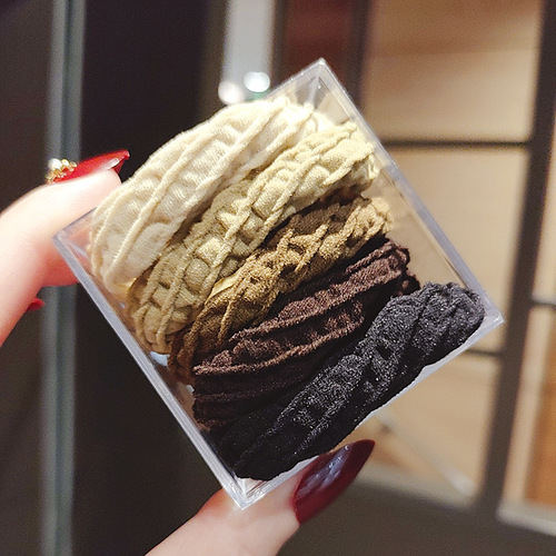  New Style Female Internet Celebrity Korean High-Level Hair Tie Ponytail Hair Tie Leather Cover Towel Ring