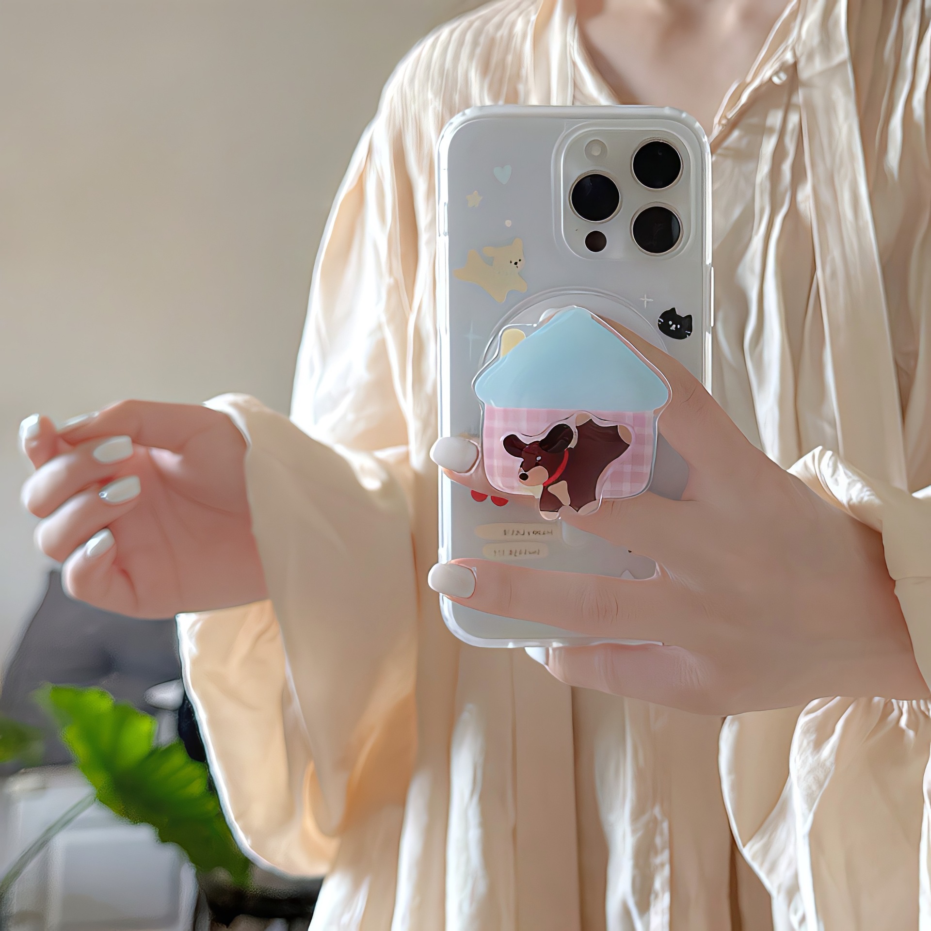 Cartoon House Dachshund Dog para iPhone16 funda para teléfono móvil 15ProMax nicho 14Pro atracción magnética 13 nuevo 16P