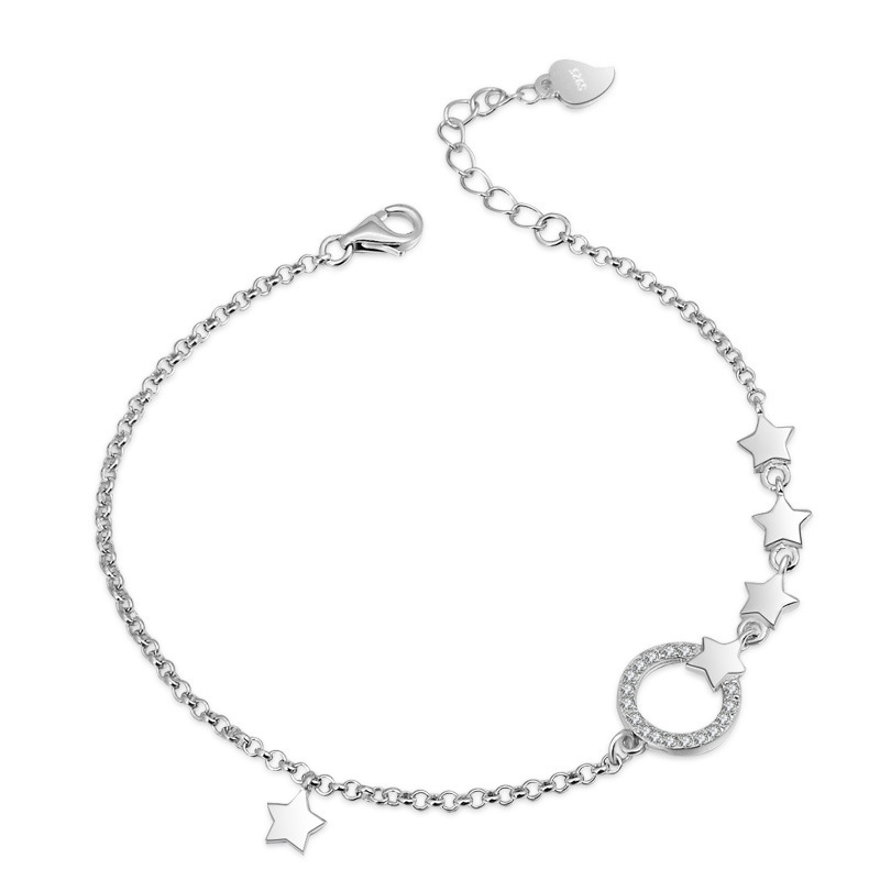 Moda coreana S925 plata esterlina pulsera de estrellas femenina simple y versátil nicho de diseño joyas de mano regalos de Navidad