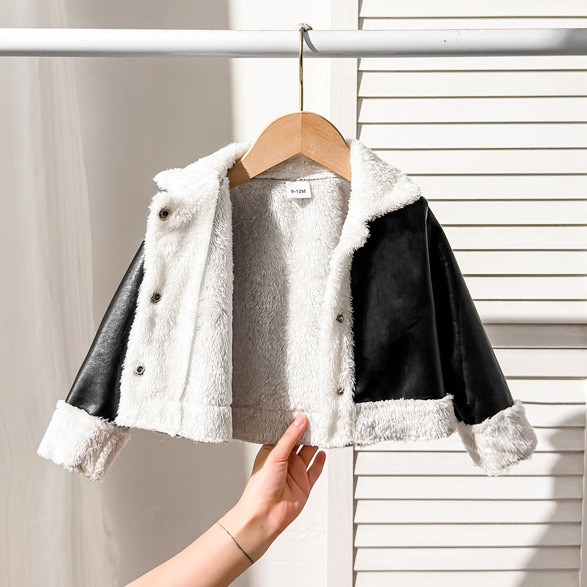 外贸跨境供应男婴童加绒加厚皮衣外套