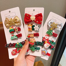 儿童发夹圣诞节毛绒发卡可爱刘海侧边夹圣诞老人鸭嘴夹小女孩边夹