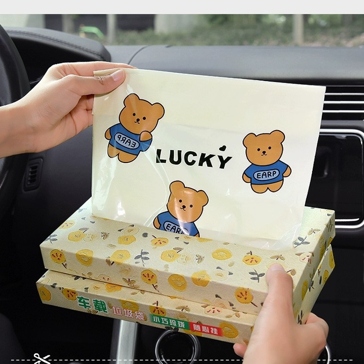 Non-Marking Bear Car Garbage Bag Adhesive Car Trash Can Foldable Car Interior Storage