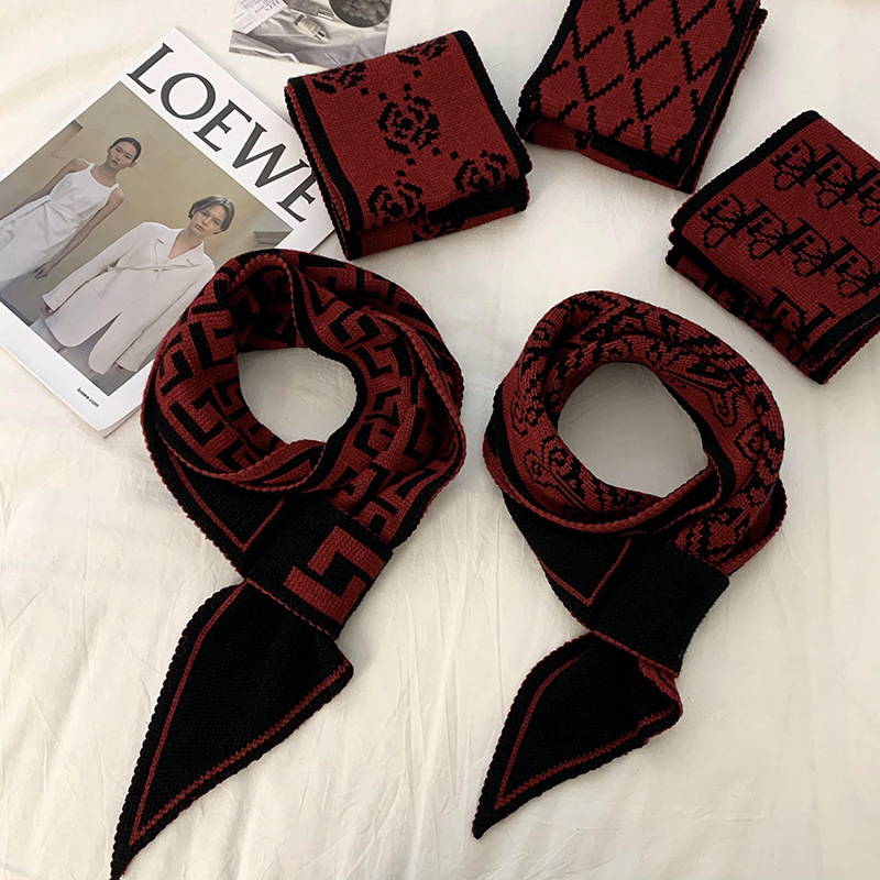 Tejedido lana cruzada bufandas mujeres otoño invierno estilo coreano de protección de cuello universal decoración cálida toallas de orejas perezosas bufandas pequeñas