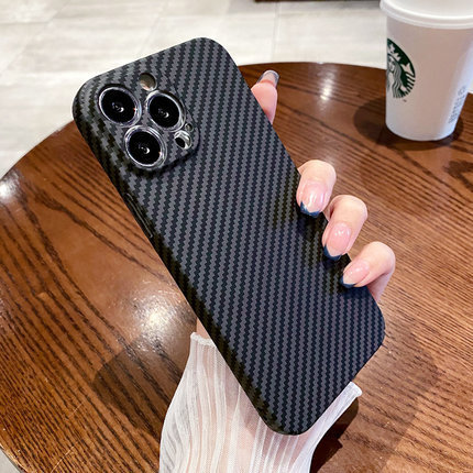 Suitable for Iphone17Pm Mobile Phone Case Carbon Fiber 16 Lens All-Inclusive Apple 15 Kevlar Ultra-Thin 11 Protective Cover
