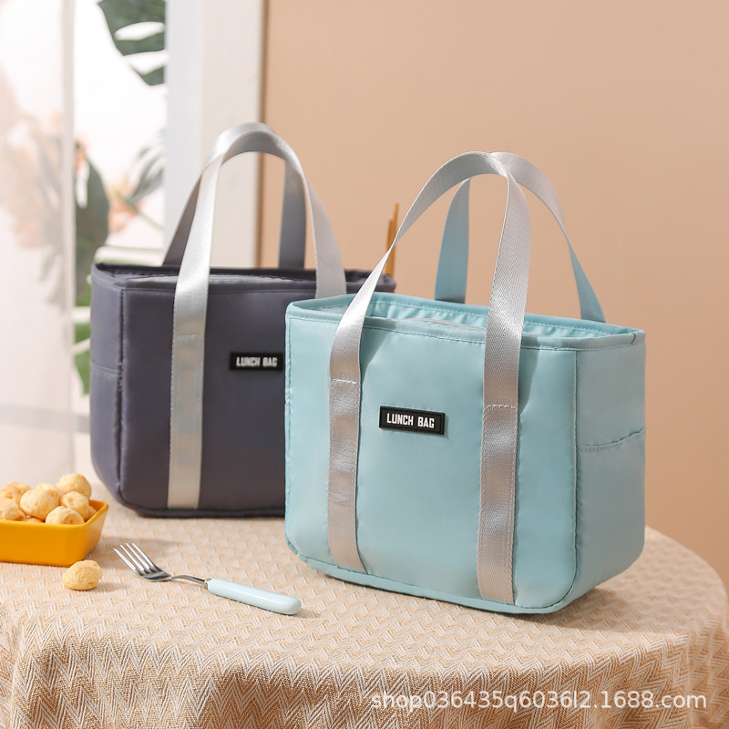 Estudiante de oficinista impermeable pequeña bolsa de comida de papel de aluminio caja de almuerzo engrosada bolsa de aislamiento Portátil Bolsa De Bento con bolsa de arroz