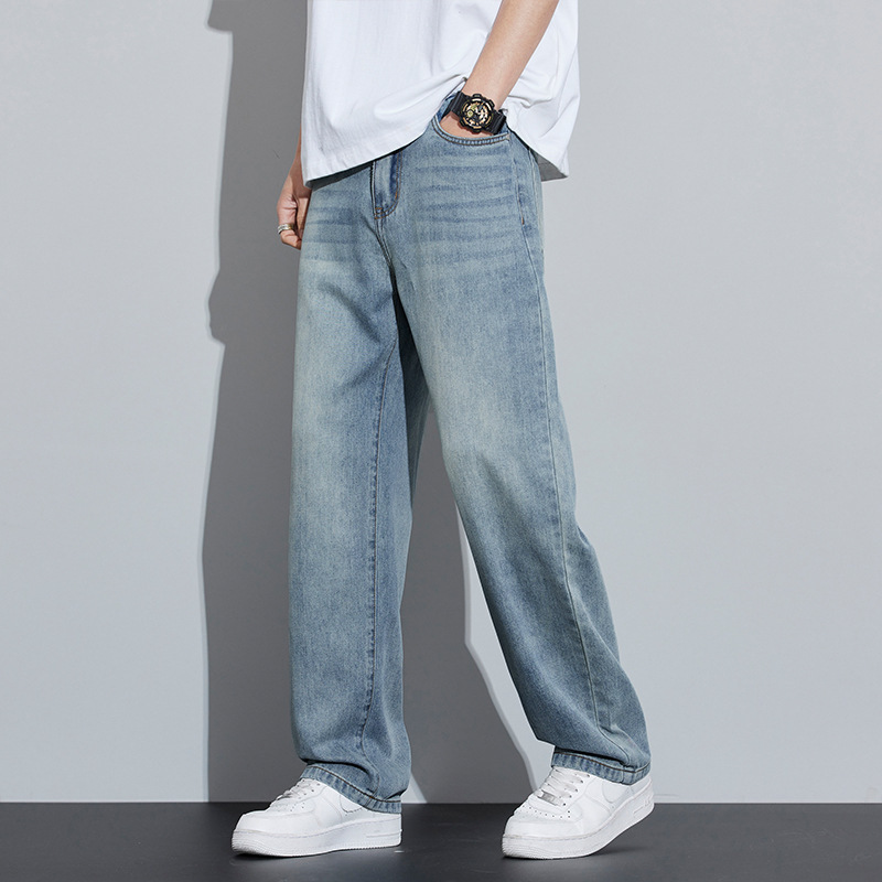 2025 Spring and Summer New Loose Jeans Men's Trendy Brand Versatile Casual Thin Breathable Lyocell Tencel Straight Pants
