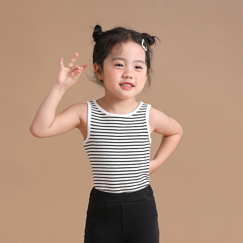 Chaleco para niños Verano 2024 nueva camiseta sin mangas de algodón elástico para niñas camiseta para niños