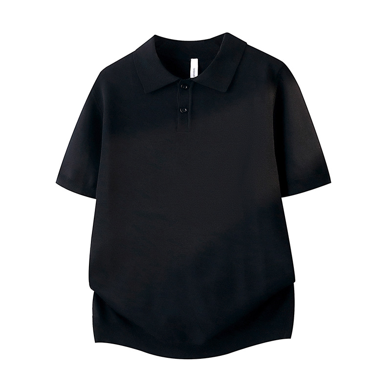 Polo camiseta de punto camiseta de manga corta hombre solapa de color sólido vieja camiseta de hielo de negocios de verano fábrica transfronteriza al por mayor