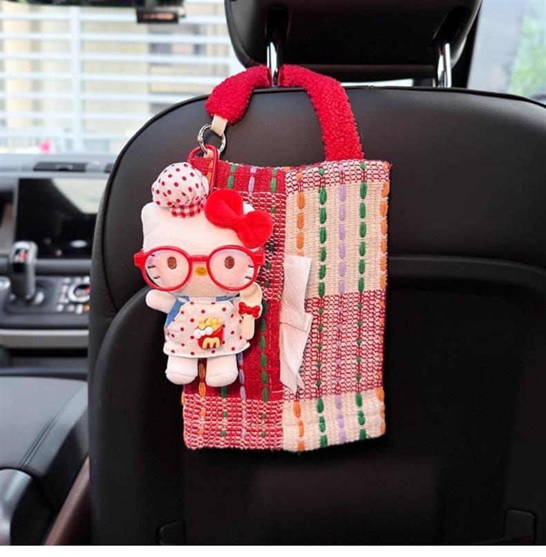 2025 New Hellokitty Car Tissue Hanging Bag Car Paper Drawer Hanging High-End Car Interior Cute Female