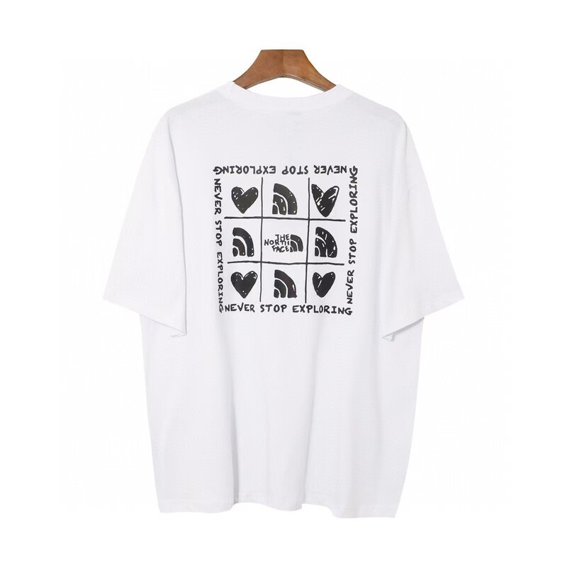 NTノースフェイスの純綿Tシャツの正しいバージョン、男性と女性用、カップル向けの同じスタイル、トレンディなプリント、幅広で多用途、カジュアル半袖|undefined