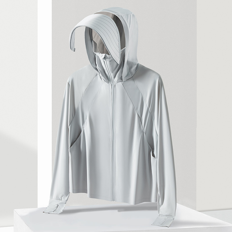 Ropa de protección solar ventilada desmontable gran gorra anti-UV delgada camiseta de protección solar de verano 1888